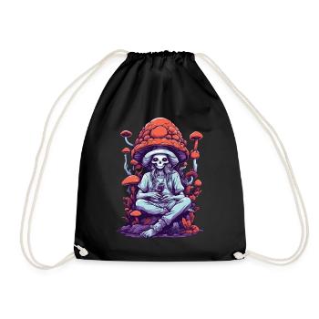 Vivid Colors Woodland Mushrooms Psychedelic Art - Drawstring Bag - black - Front