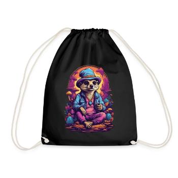 Suricate forêt champignons psychédélique Goa Trance Art - Sac de sport léger - noir - Devant