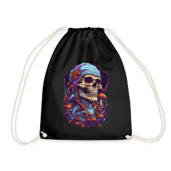 Vivid Colors Music Forest Mushrooms Psychedelic - Drawstring Bag - black - Front