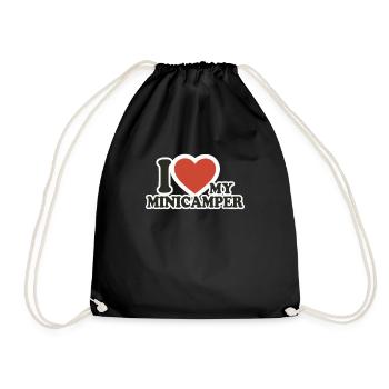 Minicamper Love Camping-Camper Microcamper - Drawstring Bag - black - Front