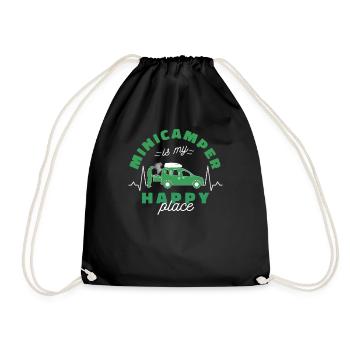 Minicamper Happy Camping-Camper Microcamper - Drawstring Bag - black - Front