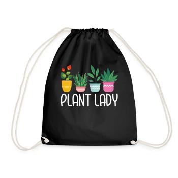 Plant Lady Funny Gardening Lover Pot Head Plant - Drawstring Bag - black - Front
