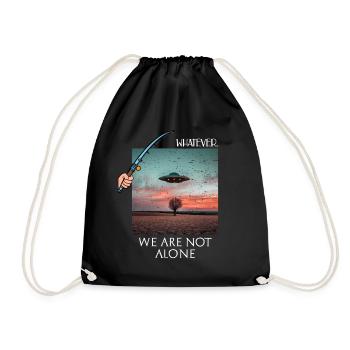 Ufo we are not alone Fake Ufo with Angel Funny - Drawstring Bag - black - Front