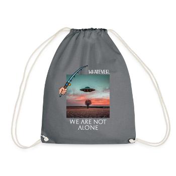 Ufo we are not alone Fake Ufo with Angel Funny - Drawstring Bag - grey - Front