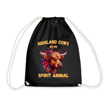 Vache, Highlands Écossais, Boeuf, , Animal, Âme - Sac de sport léger - noir - Devant