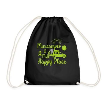 Minicamper Happy Place Camping-Camper Microcamper - Drawstring Bag - black - Front