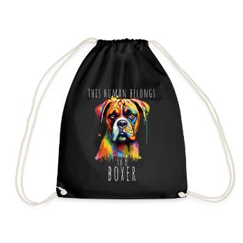 This Human Belongs To A Boxer Dog Dog Owner - Drawstring Bag - black - Front