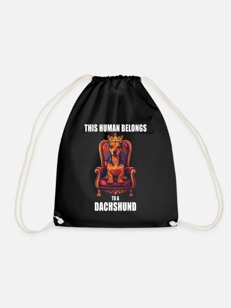 This Human Belongs To A Dachshund Dachshund Dogs - Drawstring Bag - black