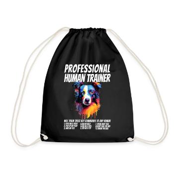 Dresseur humain professionnel Border Collie Dog - Sac de sport léger - noir - Devant