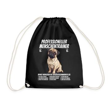 Professioneller Menschentrainer Mops Hund - Turnbeutel - Schwarz - Vorne