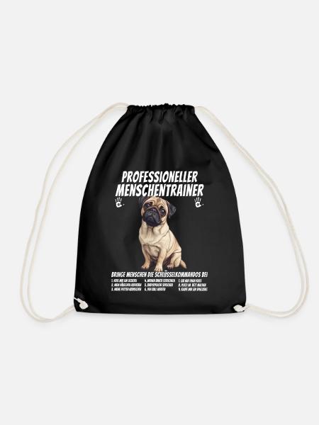 Professioneller Menschentrainer Mops Hund - Turnbeutel - Schwarz