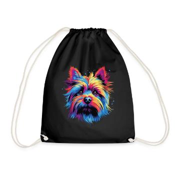 Watercolor Colorful Australian Silky Terrier - Drawstring Bag - black - Front
