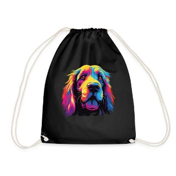 Wasserfarben Farbenfroher Petit Basset Griffon - Turnbeutel - Schwarz - Vorne