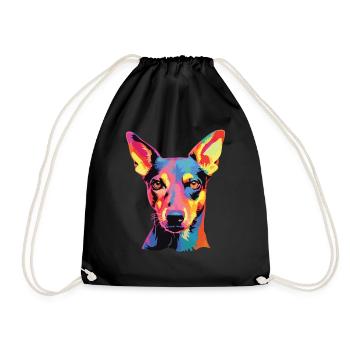 Watercolor Colorful Smooth-haired Fox Terrier - Drawstring Bag - black - Front