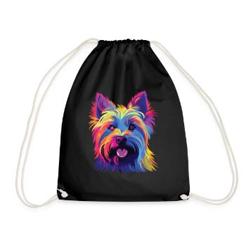 Wasserfarben Farbenfroher Silky Terrier - Turnbeutel - Schwarz - Vorne