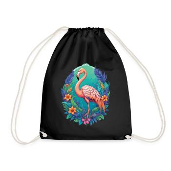 Aesthetic Flamingo Spiritual Mandala Design - Drawstring Bag - black - Front