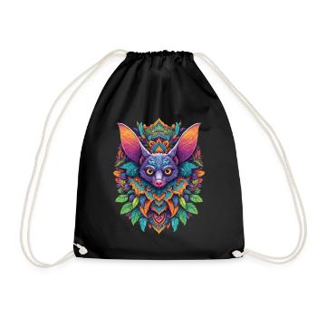 Fledermaus Mandala Traumfänger Design - Turnbeutel - Schwarz - Vorne