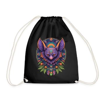 Bat Spiritual Mandala Design - Drawstring Bag - black - Front
