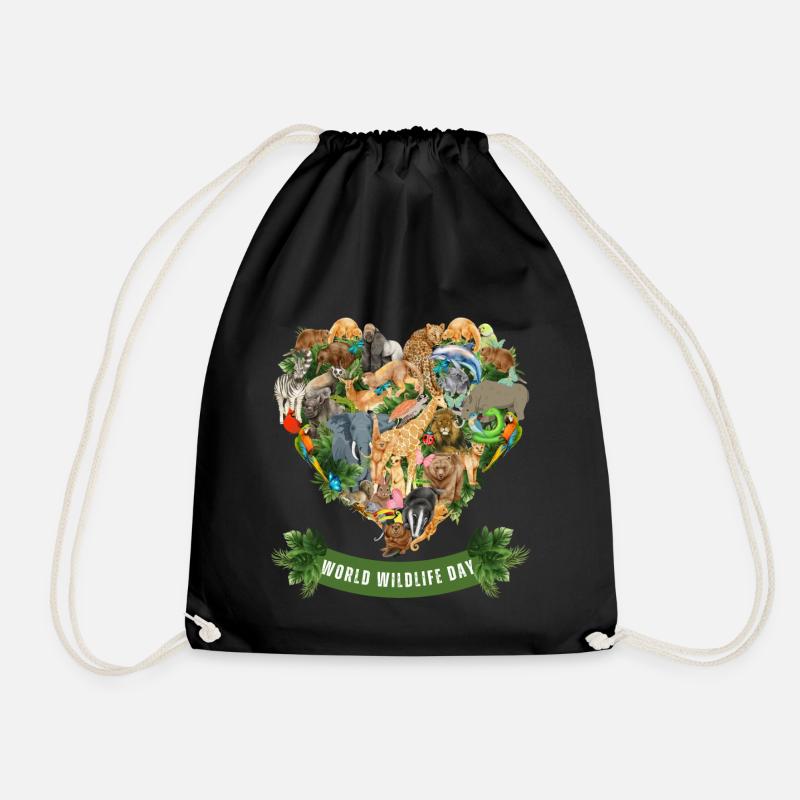 World Wildlife Day - Wildlife Lovers - Drawstring Bag - black