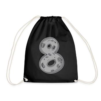 Number 8 Number Eight Moon Motif - Drawstring Bag - black - Front
