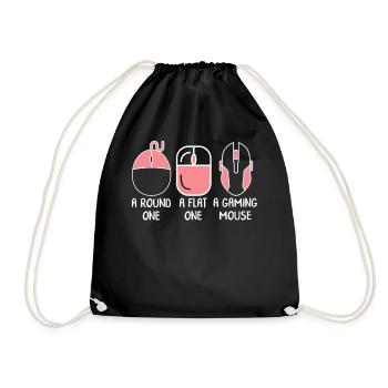 Computer Mouse Shirt, A Round One A Flat One A - Drawstring Bag - black - Front