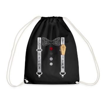 Coffin Shirt, Suspenders Tee, Gift For Halloween - Drawstring Bag - black - Front