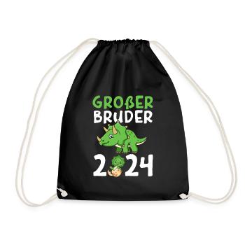 Big Brother 2024 Dinosaur Dino Brother - Drawstring Bag - black - Front