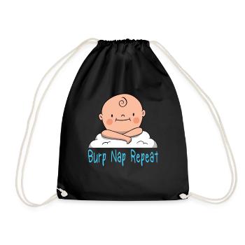 Burp Nap Repeat Pregnancy Baby Babies - Drawstring Bag - black - Front