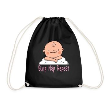 Burp Nap Repeat Pregnancy Baby Babies - Drawstring Bag - black - Front