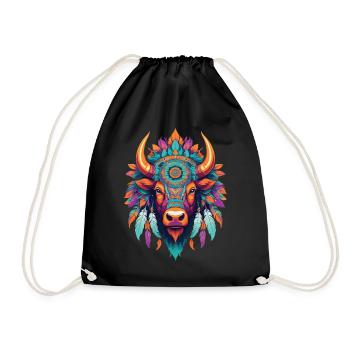 Taurus Mandala Design with Spiritual Elements - Drawstring Bag - black - Front