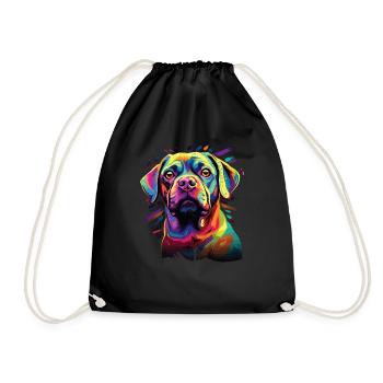 Watercolor Colorful Puggle - Drawstring Bag - black - Front