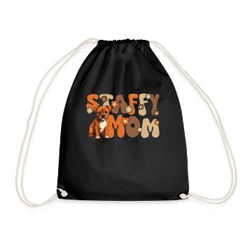 Staffordshire Bull Terrier Groovy Staffy Mom - Drawstring Bag - black - Front