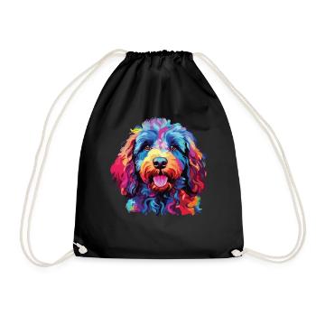 Watercolor Colorful Barbet - Drawstring Bag - black - Front