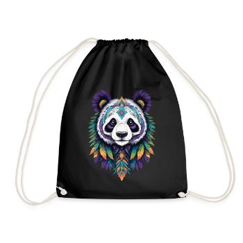 Panda Bear Mandala Dream Catcher Design - Drawstring Bag - black - Front