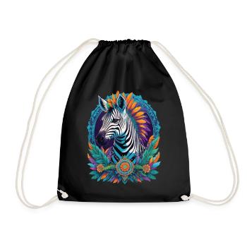 Zebra Spiritual Dream Catcher Mandala Design - Drawstring Bag - black - Front