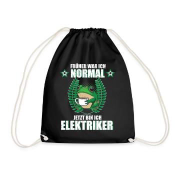 Lustiger Spruch Elektriker Beruf Frosch Kaffee - Turnbeutel - Schwarz - Vorne