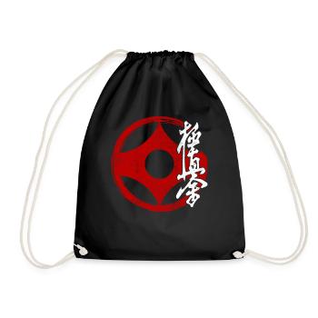 Karate Kyokushinkai Kanji Vintage Martial Art - Drawstring Bag - black - Front