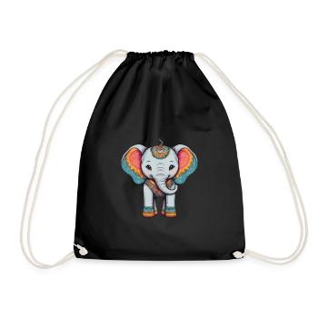 Elefant Bunt Süßes Elefanten Baby Mandala Hindi - Turnbeutel - Schwarz - Vorne
