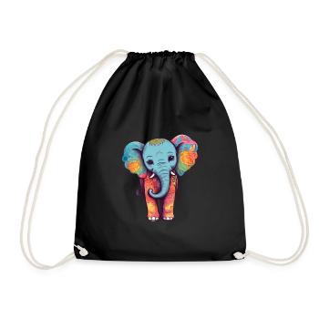 Elefant Bunt Süßes Elefanten Baby Mandala Hindi - Turnbeutel - Schwarz - Vorne