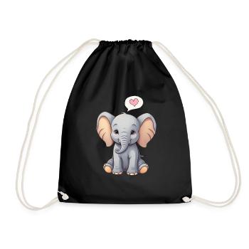 Elephant Colorful Cute Elephant Baby - Drawstring Bag - black - Front