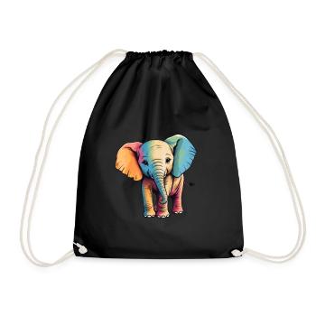 Elefant Bunt Süßes Elefanten Baby Mandala Hindi - Turnbeutel - Schwarz - Vorne