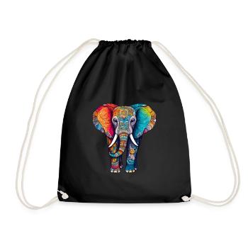 Elefant Bunt Süßes Elefanten Baby Mandala Hindi - Turnbeutel - Schwarz - Vorne