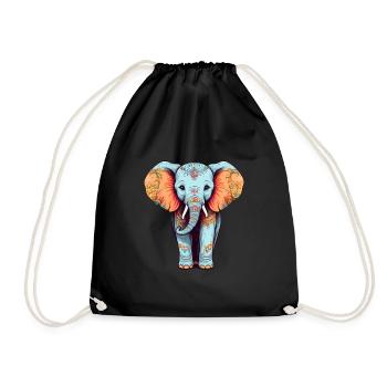 Elefant Bunt Süßes Elefanten Baby Mandala Hindi - Turnbeutel - Schwarz - Vorne