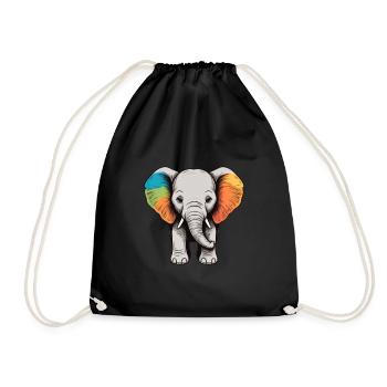 Elephant Colorful Cute Elephant Baby - Drawstring Bag - black - Front