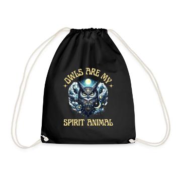Owl, Owls, Spirit, Animal, Soul, Favorite Animal, Forest - Drawstring Bag - black - Front