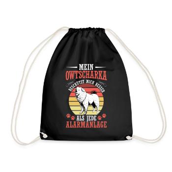 Ovcharka protects me Caucasian Ovcharka - Drawstring Bag - black - Front