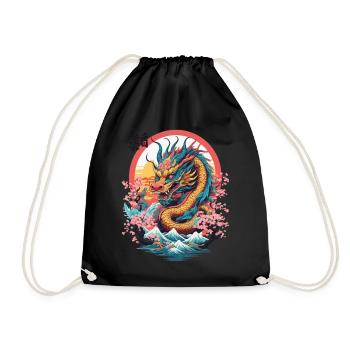 Japanischer Drache Design Aesthetic Streetwear - Turnbeutel - Schwarz - Vorne