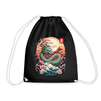 Japanischer Drache Tattoo Aesthetic Streetwear - Turnbeutel - Schwarz - Vorne