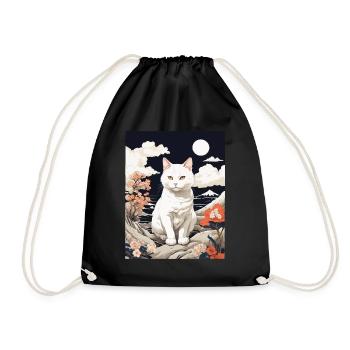 Asiatische Katze Niedliche Haustier Liebe - Turnbeutel - Schwarz - Vorne