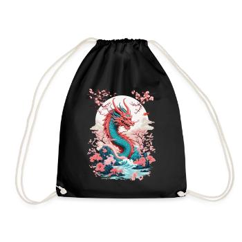 Japanischer Drache Aesthetic Streetwear Design - Turnbeutel - Schwarz - Vorne